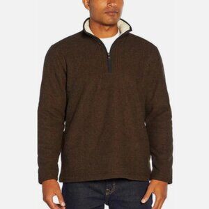 ORVIS BROWN SHERPA LINED 1/4 ZIP PULLOVER SWEATER SZ LARGE